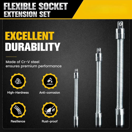35cm Flexible Socket Ratchet Extension Set (3-Piece)