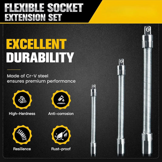 35cm Flexible Socket Ratchet Extension Set (3-Piece)