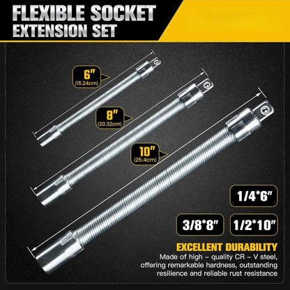 35cm Flexible Socket Ratchet Extension Set (3-Piece)