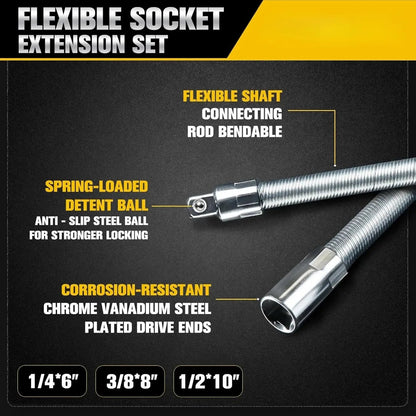 35cm Flexible Socket Ratchet Extension Set (3-Piece)
