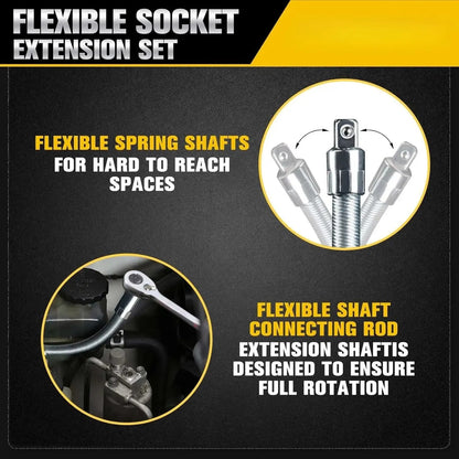 35cm Flexible Socket Ratchet Extension Set (3-Piece)