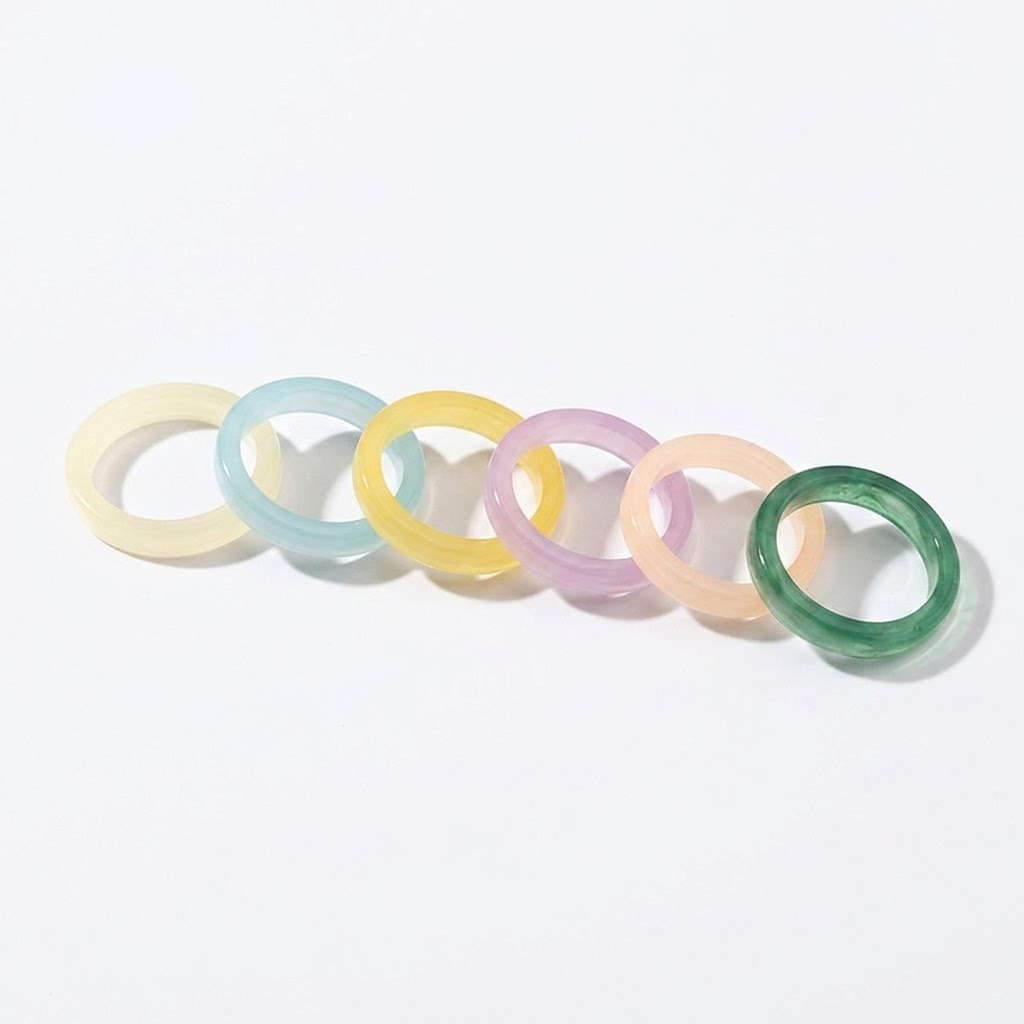Minimalist Candy Color Acrylic Ring Set