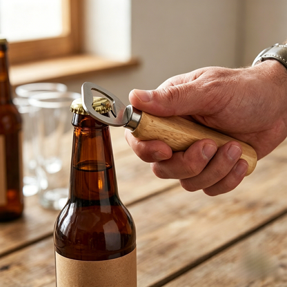 Classic Wooden Handle Beverage Bottle Opener
