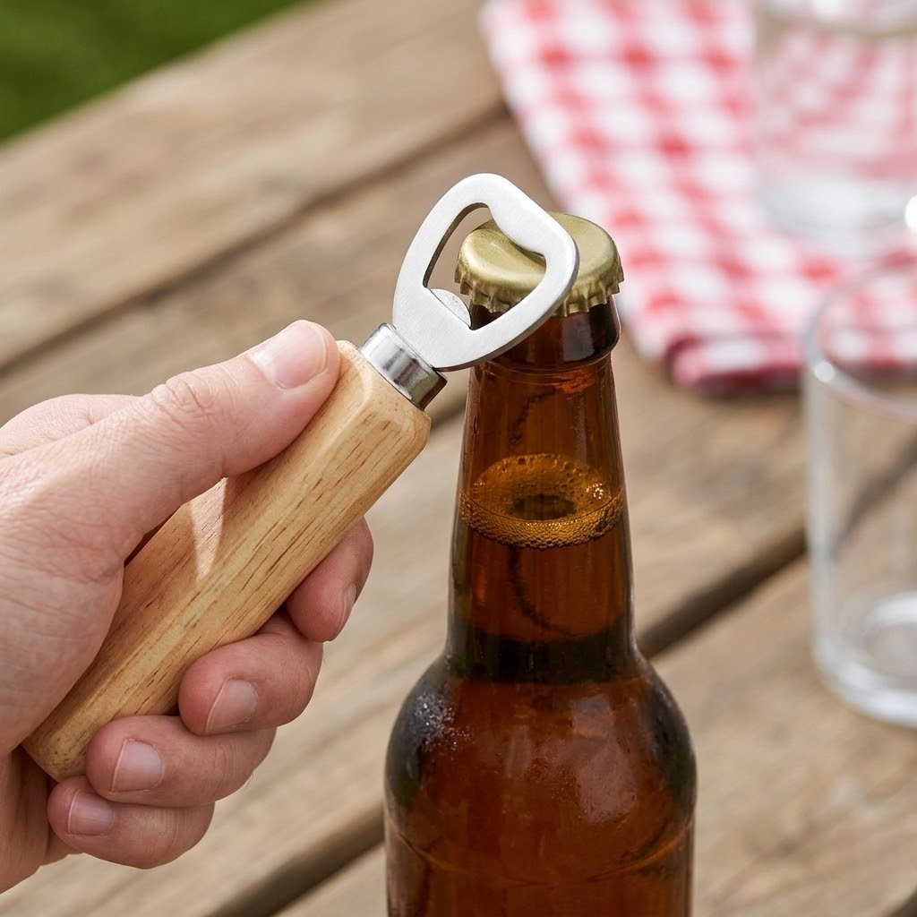 Classic Wooden Handle Beverage Bottle Opener